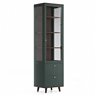 Изображение товара Витрина Twin, TW164, 58х45х216 см, темный дуб/черно-зеленый
