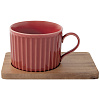 Изображение товара Набор из 2-х чашек для чая с подставками из акации Время отдыха, 250 мл, красная/серая