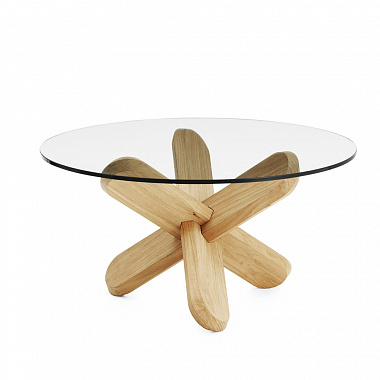 картинка Стол Normann Copenhagen Ding, Ø75 см, прозрачное стекло/дуб от магазина Одежда+