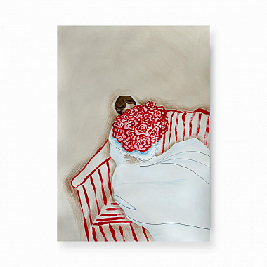 картинка Графика «С цветами», Art Design 33, лист А3, белый/серый/голубой/бежевый/красный от магазина Одежда+