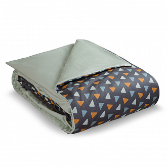 Изображение товара Комплект постельного белья из сатина мятного цвета с принтом Triangles из коллекции Wild, 200х220 см