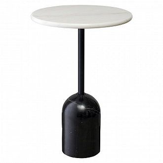 Столик кофейный Rune, Ø40 см, мрамор/черный