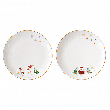 картинка Набор десертных тарелок Let it snow, Santa & Snowman, Ø16 см, 2 шт. от магазина Одежда+