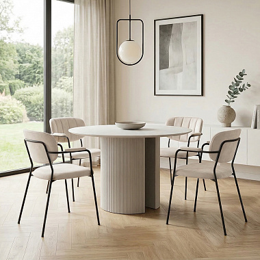 Обеденная группа: стол Ellie и стул Eiril серо-бежевый, 4 шт ., анонс элемента