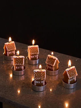 картинка Набор декоративных свечей Gingerbread houses из коллекции New Year Essential, 6 шт. от магазина Одежда+