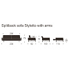 Изображение товара Диван Splitback с мягкими подлокотниками Sharp и ножками Styletto, 241х91х80 см, серый