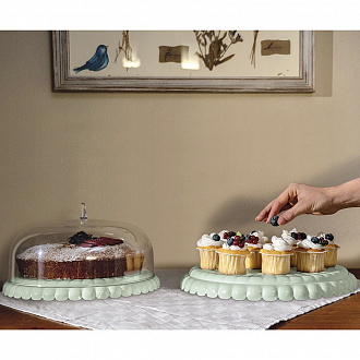 Изображение товара Подставка для торта с крышкой Tiffany, Ø30 см, зеленая