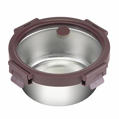 Контейнер стальной круглый Click Steel, 650 мл, сливовый, анонс элемента