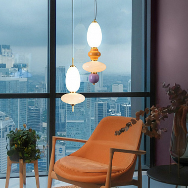 картинка Светильник подвесной Solare, Æ19х47,5 см, матовый белый/лиловый от магазина Одежда+