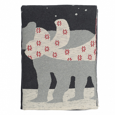 Плед из хлопка с новогодним рисунком Polar bear из коллекции New Year Essential, 130х180 см, анонс элемента