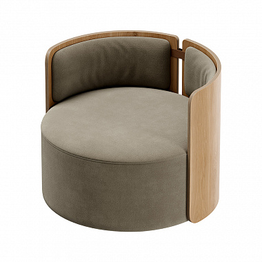 Кресло крутящееся Lagom 800, ∅82,5 см, натуральный дуб/серо-зеленый, анонс элемента