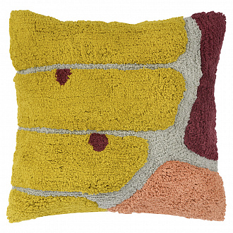 Изображение товара Чехол на подушку с рисунком Tea plantation горчичного цвета из коллекции Terra