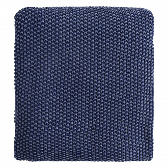 Изображение товара Плед из стираного хлопка темно-синего цвета из коллекции Essential, 130х180 см