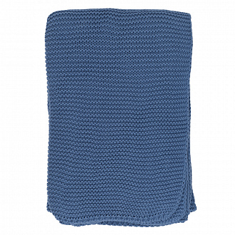 Изображение товара Плед из хлопка жемчужной вязки пыльно-голубого цвета из коллекции Essential, 130х180 см
