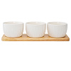 Изображение товара Набор из 3 чаш на деревянной подставке Soft Ripples, Dual Glazing, 200 мл