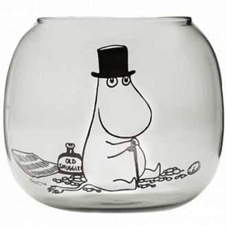 Изображение товара Подсвечник стеклянный Moomin, Муми-папа, 9,5 см, серый
