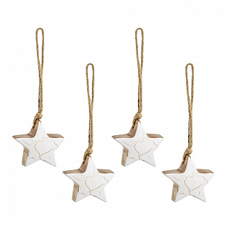 Набор елочных украшений Marble stars из коллекции New Year Essential, 4 шт.