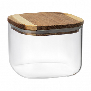 картинка Банка для хранения квадратная Glass Acacia,1 л от магазина Одежда+