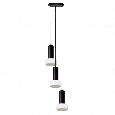 картинка Светильник подвесной каскадный Fungus, Ø15х25 см, 3 плафона, белый/черный от магазина Одежда+