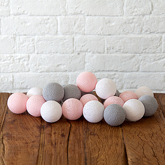 Изображение товара Гирлянда Lares&Penates, шарики, на батарейках, 20 ламп, 3 м, розово-серая