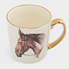 Изображение товара Кружка Голова лошади, Horse, Грациозные лошади, 500 мл, бело-золотистая