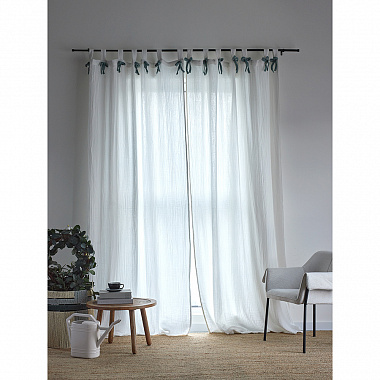 Штора из муслина с декором синего цвета из коллекции Essential, 150х290 см, анонс элемента