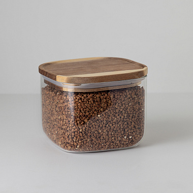 картинка Банка для хранения квадратная Glass Acacia,1 л от магазина Одежда+