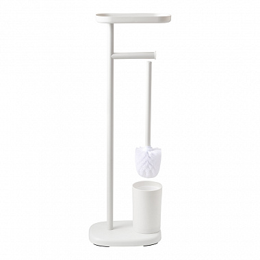 картинка Держатель для туалетной бумаги с полочкой и ершиком Slim, белый от магазина Одежда+
