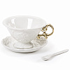 Изображение товара Чайная пара с ложкой I-Wares, белая/золотая
