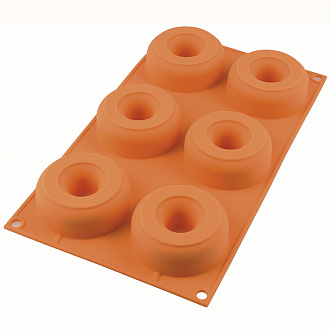 Изображение товара Форма для приготовления пончиков Donuts, 17х30 см, силиконовая, оранжевая