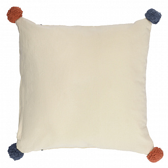 Изображение товара Чехол на подушку в этническом стиле с помпонами и вышивкой Птицы из коллекции Ethnic, 45х45 см