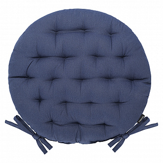 Подушка на стул круглая из хлопка темно-синего цвета из коллекции Essential, 40 см