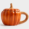 Изображение товара Кружка с крышкой Тыква, Anna Lafarg, Bright pumpkin, 12 см, оранжевая/зеленая, 450 мл