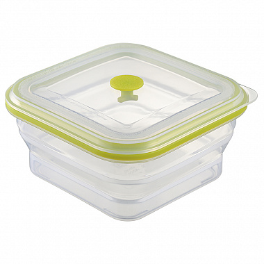 картинка Контейнер для переноски и хранения силиконовый квадратный складной Silikobox, 900 мл, зеленый от магазина Одежда+