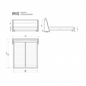 Изображение товара Кровать Iris 418, 205х229х90 см, береза венге/темно-серая