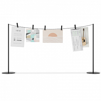 Изображение товара Панно для фотографий настольное Hangit Metal, черное, 5 прищепок