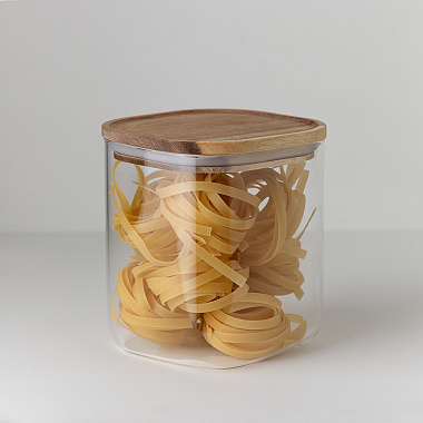 картинка Банка для хранения квадратная Glass Acacia, 1,5 л от магазина Одежда+