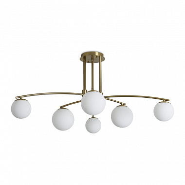 картинка Светильник потолочный Modern, Hanger, 6 ламп, 110х49,5 см, латунь/белый матовый от магазина Одежда+