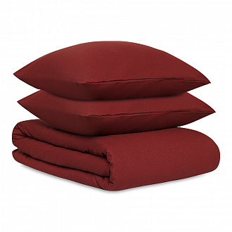 Комплект постельного белья изо льна и хлопка цвета копченой паприки из коллекции Essential, 150х200 см