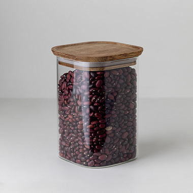 картинка Банка для хранения квадратная Glass Acacia, 1,1 л от магазина Одежда+
