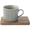 Изображение товара Набор из 4-х чашек для кофе с подставками из акации Время отдыха, 110 мл, серо-белый
