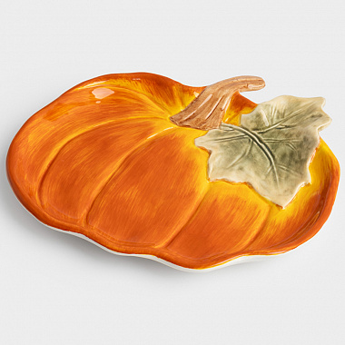 картинка Блюдо Тыква, Anna Lafarg, Bright pumpkin, 21х22 см, оранжевое/зеленое от магазина Одежда+
