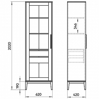 Изображение товара Витрина с 2-мя ящиками Fjord, 42х62х202 см, темно-серая