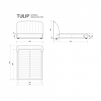 Изображение товара Кровать Tulip 116, 180х232х120 см, береза тобакко/светло-бежевая