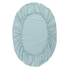 Изображение товара Простыня овальная на резинке из сатина голубого цвета из коллекции Essential, 75х125х20 см