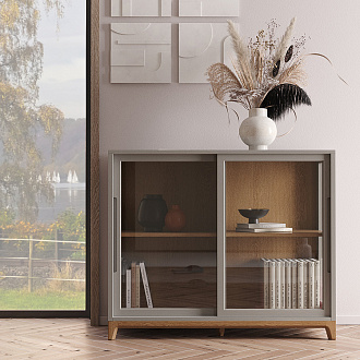 Изображение товара Витрина Case, CS160, 121х45х100 см, темный дуб/уголь