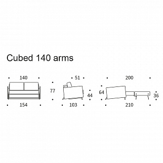 Изображение товара Диван Cubed 140 с подлокотниками, 154х103х77 см, гранит