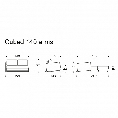 Диван Cubed 140 с подлокотниками, 154х103х77 см, гранит, анонс элемента