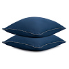 Изображение товара Набор из двух наволочек темно-синего цвета с контрастным кантом из коллекции Essential, 70х70 см