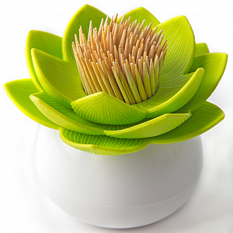 Изображение товара Держатель для зубочисток Lotus, белый/зеленый